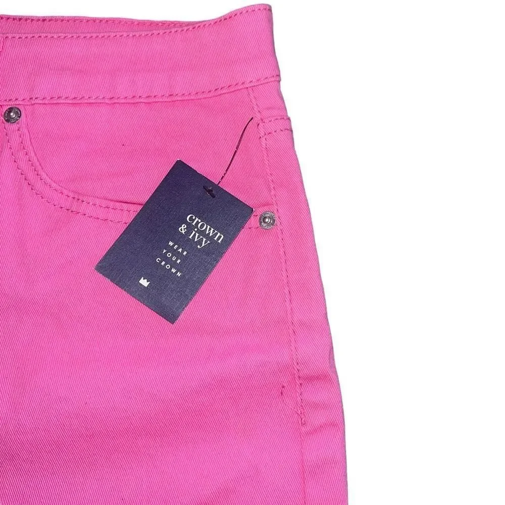 NWT CROWN & IVY Pink Denim Shorts Size 16 - Picture 3 of 7